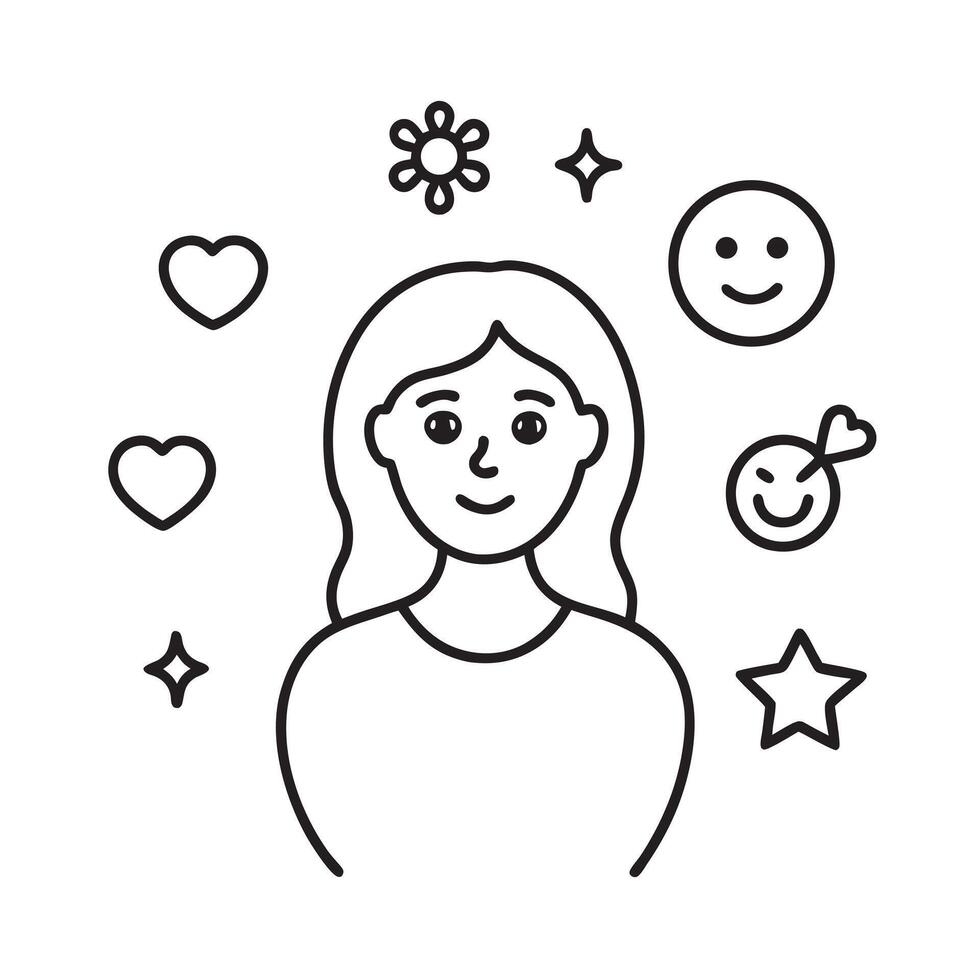 Young woman with positive self thoughts vector