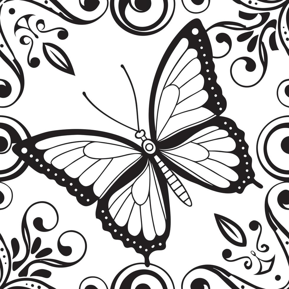 Butterfly theme floral seamless pattern design vector