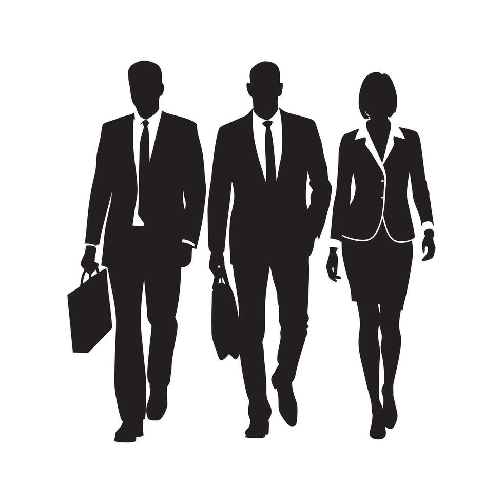 Silhouette of business people walking for professional scene designs vector