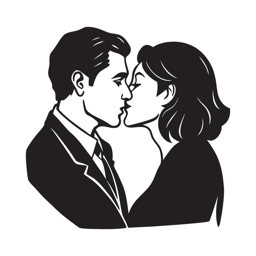 Couple kissing silhouette design for romantic and valentine projects vector