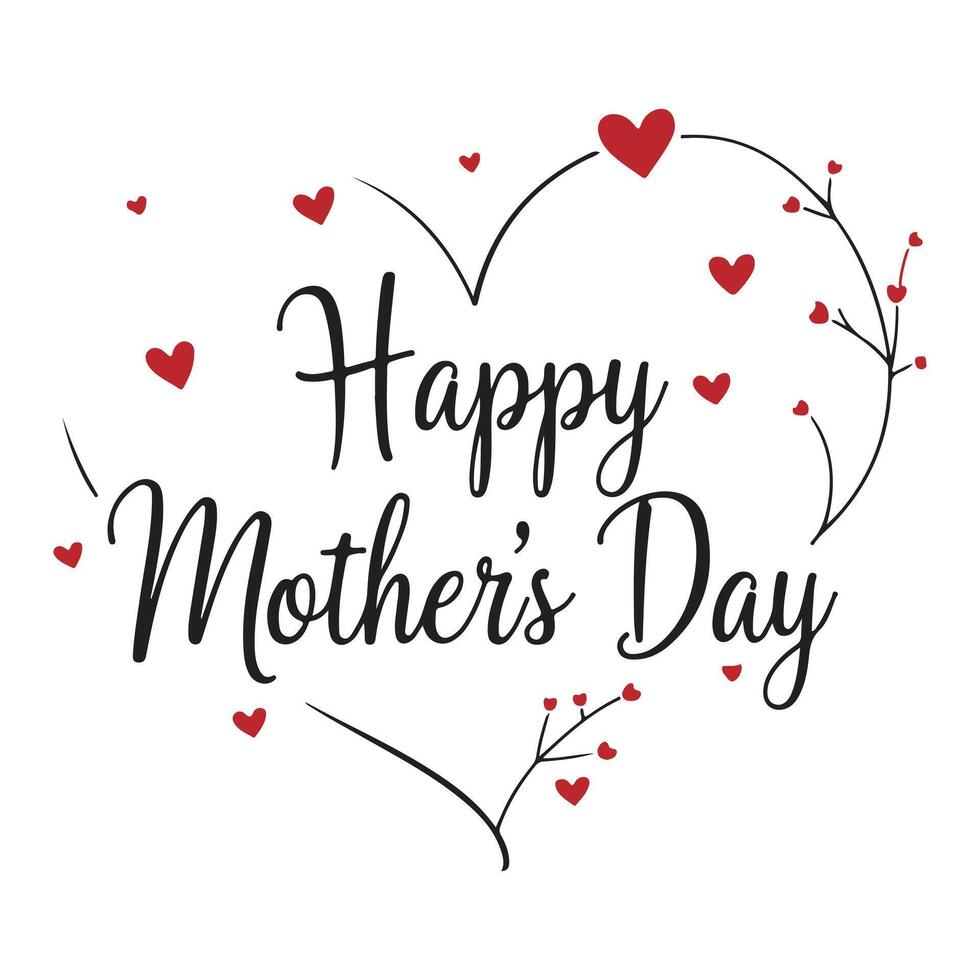 Happy Mother's Day with Hearts and Floral Design vector