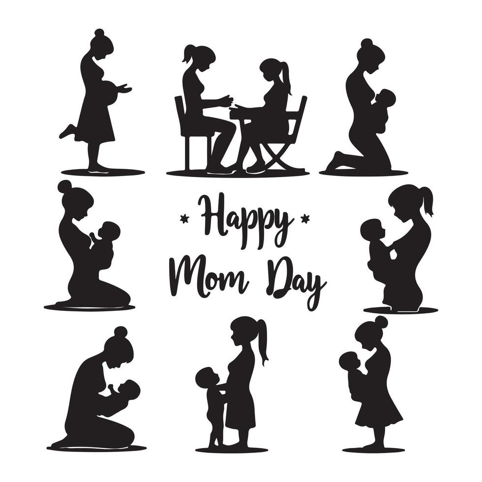 Happy Mother's Day Silhouette Collection vector