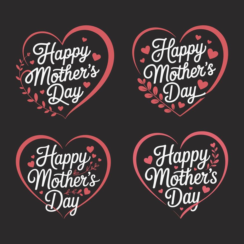 Happy Mother's Day Heart Design vector