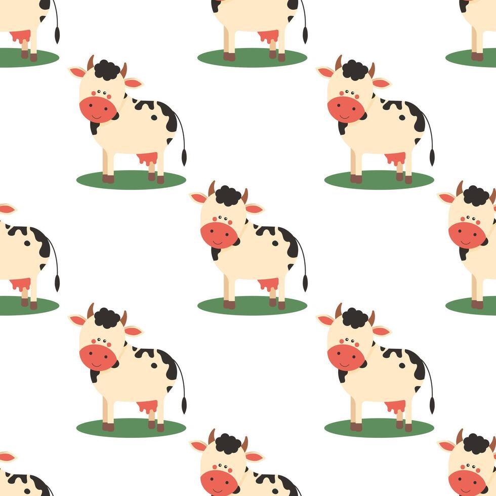 Seamless pattern with cow. Flat style. . vector
