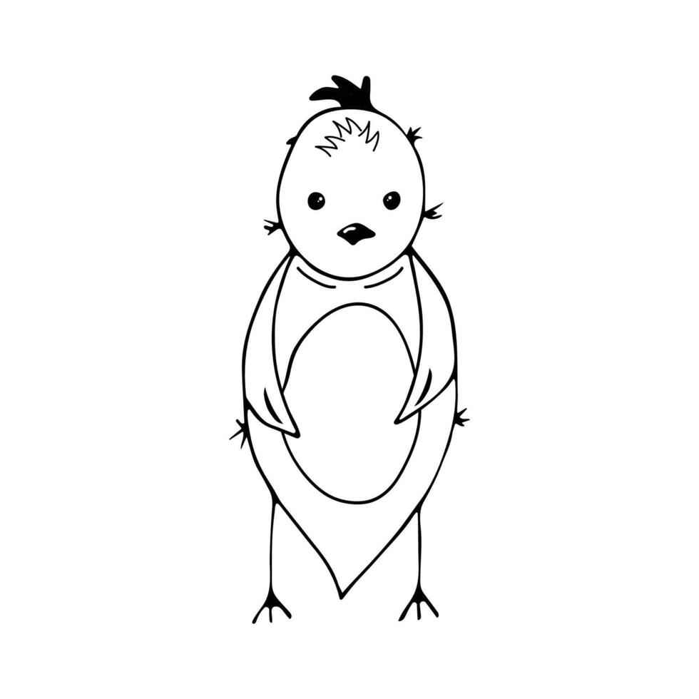 Chicken hen in doodle style on an isolated white background. vector
