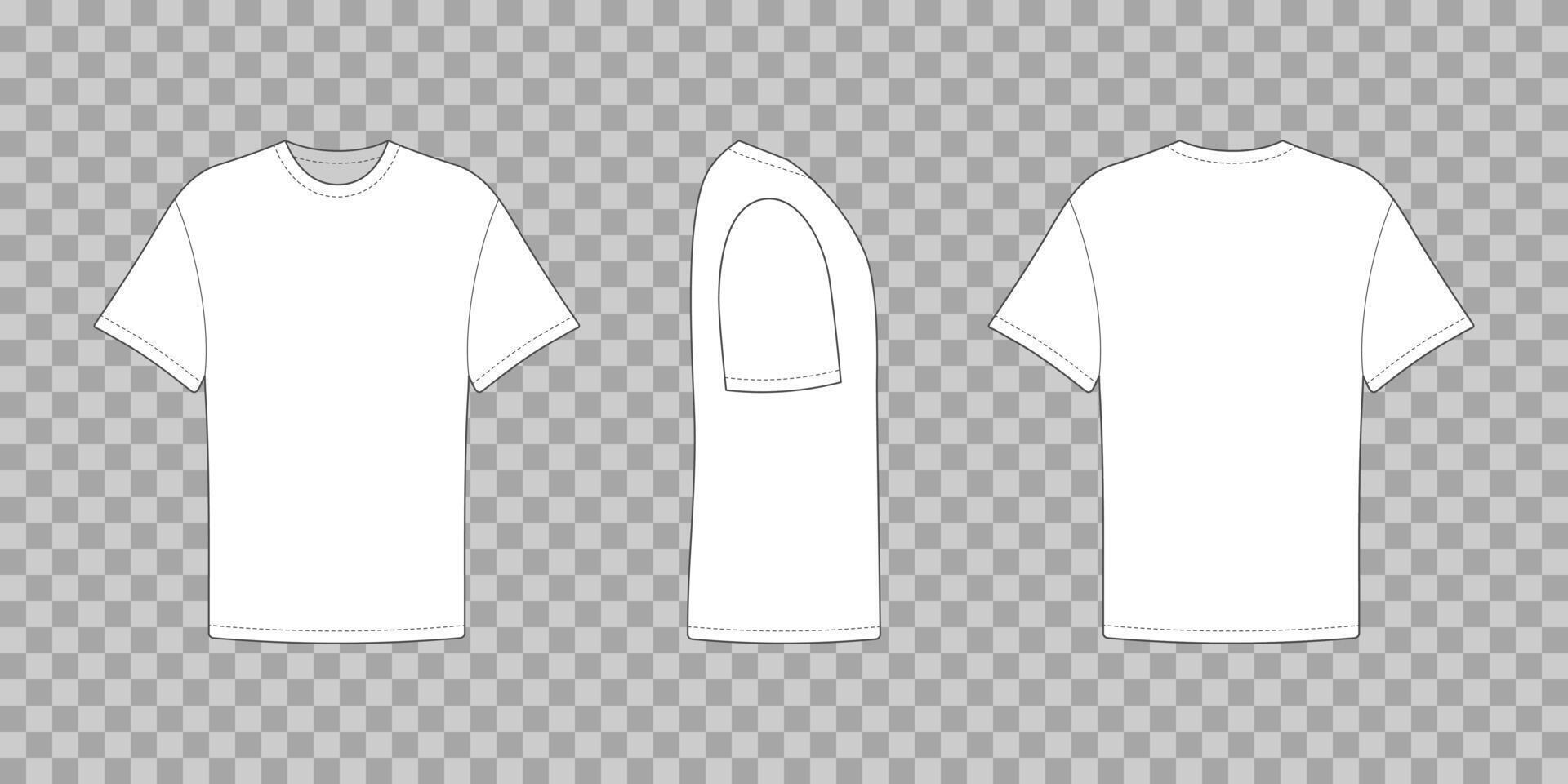 Long sleeve tshirt front and side back view. Casual sports shirt unisex for everyday wear and sports vector