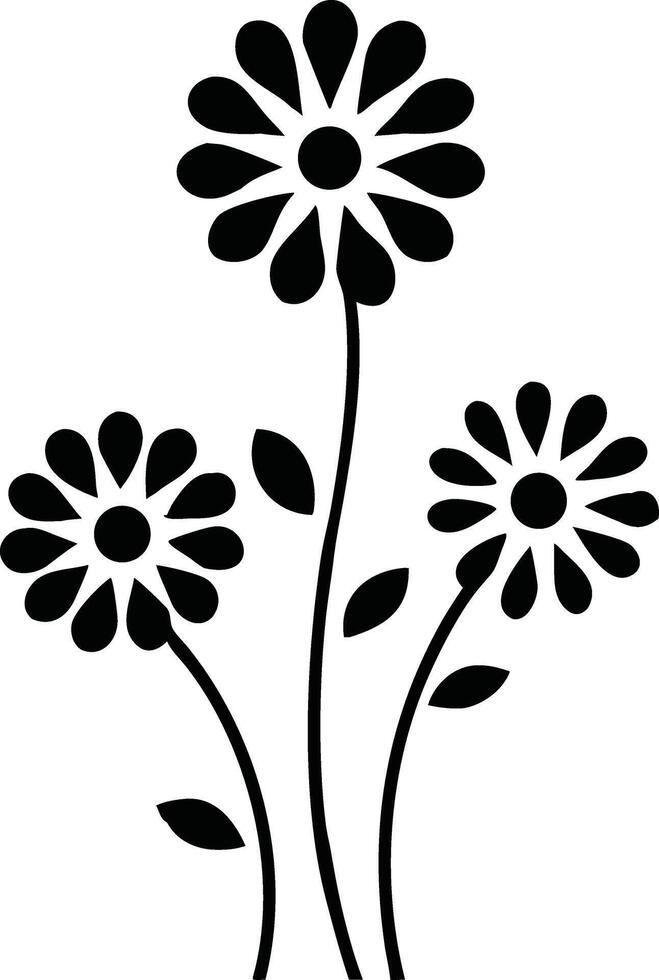 Peaceful Daisy Sketch in Black and White Decorative Minimal Flower Illustration for Prints vector