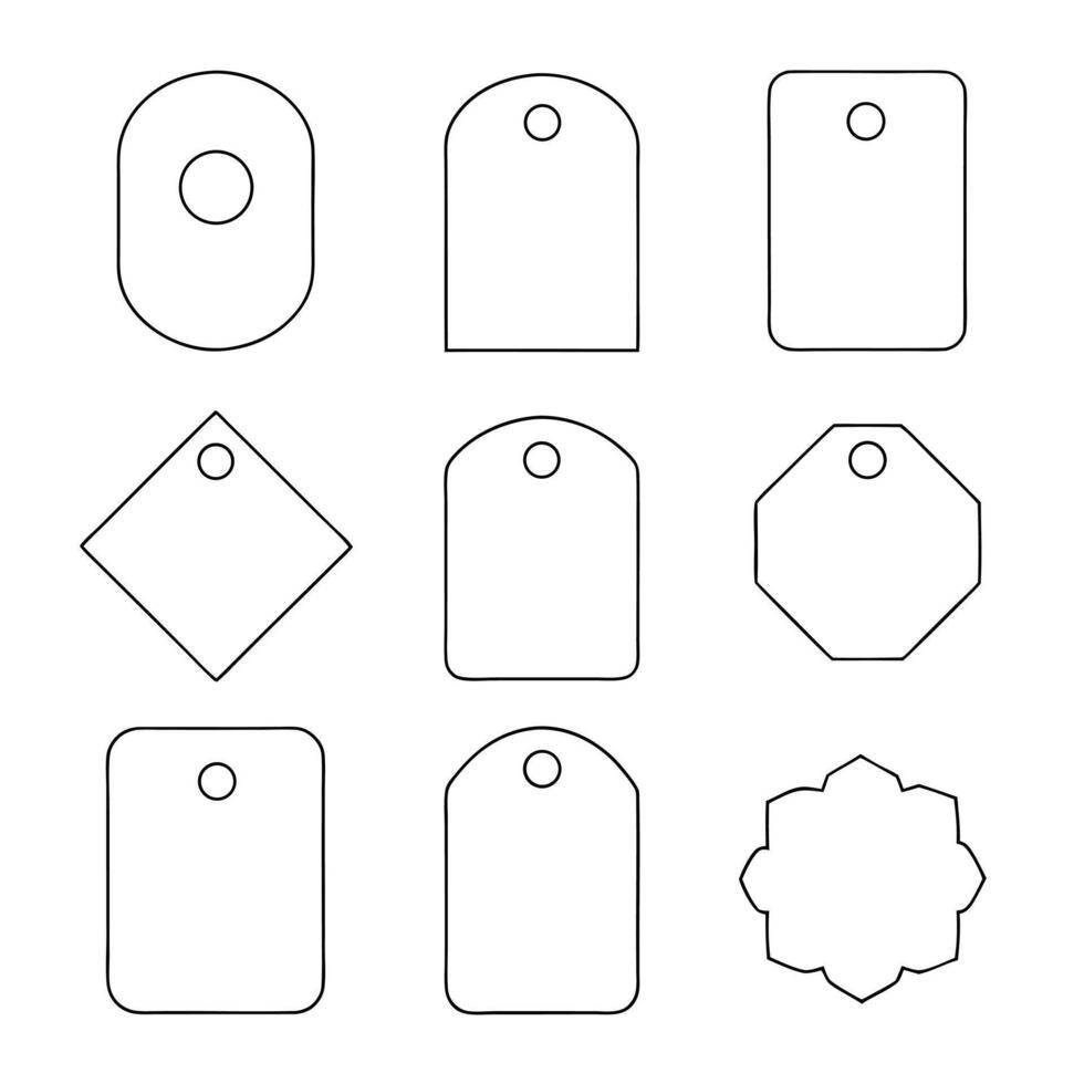 Simple Line Drawings for Gift Tags Geometric Shapes Design for Modern Packaging vector