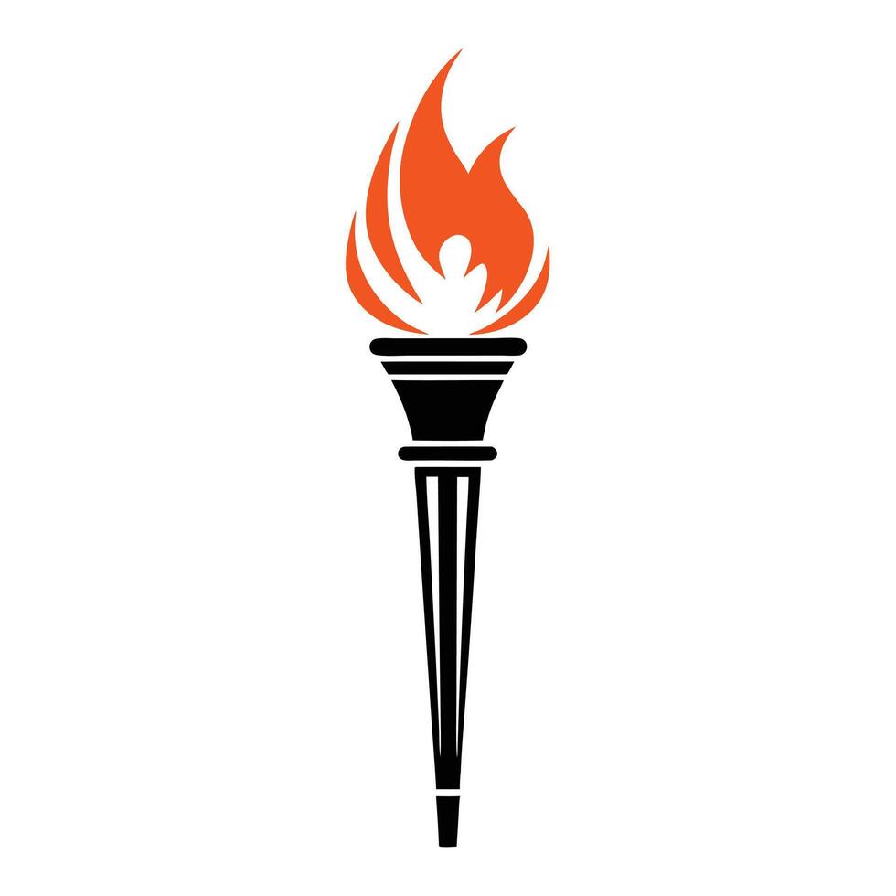 Modern Torch and Flame Minimalist Orange Design for Bold, Energy, and Light Branding vector