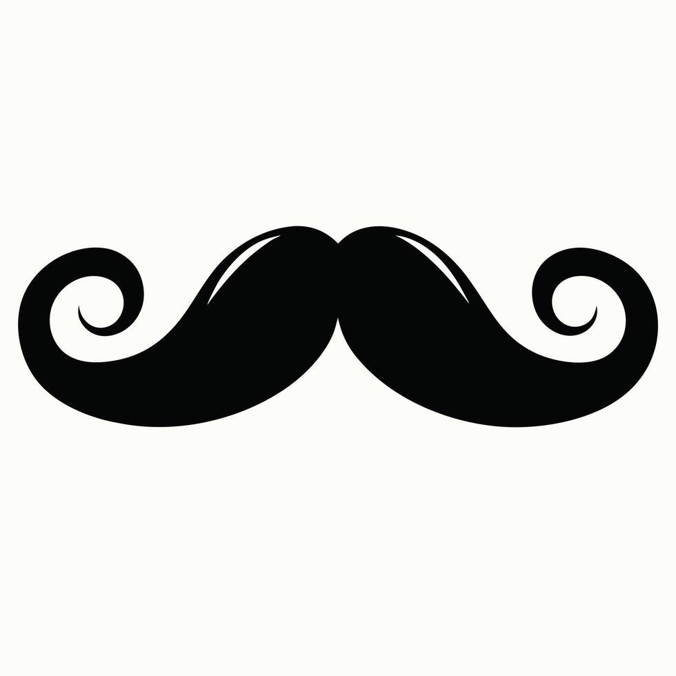 Black Silhouette Mustache Minimal Line Art for Hipster and Barber Branding vector
