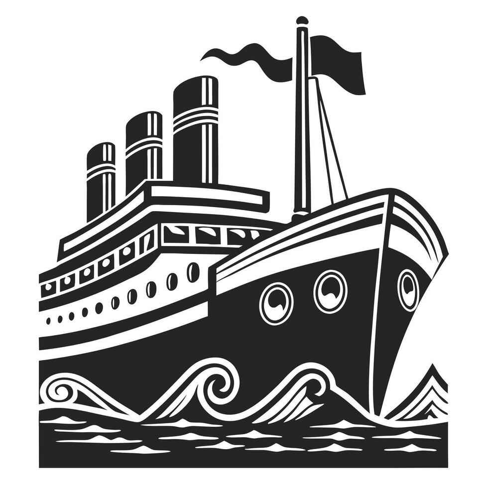 Art Deco Cruise Ship Silhouette Vintage Ocean Liner Design for Seascape and Maritime Projects vector