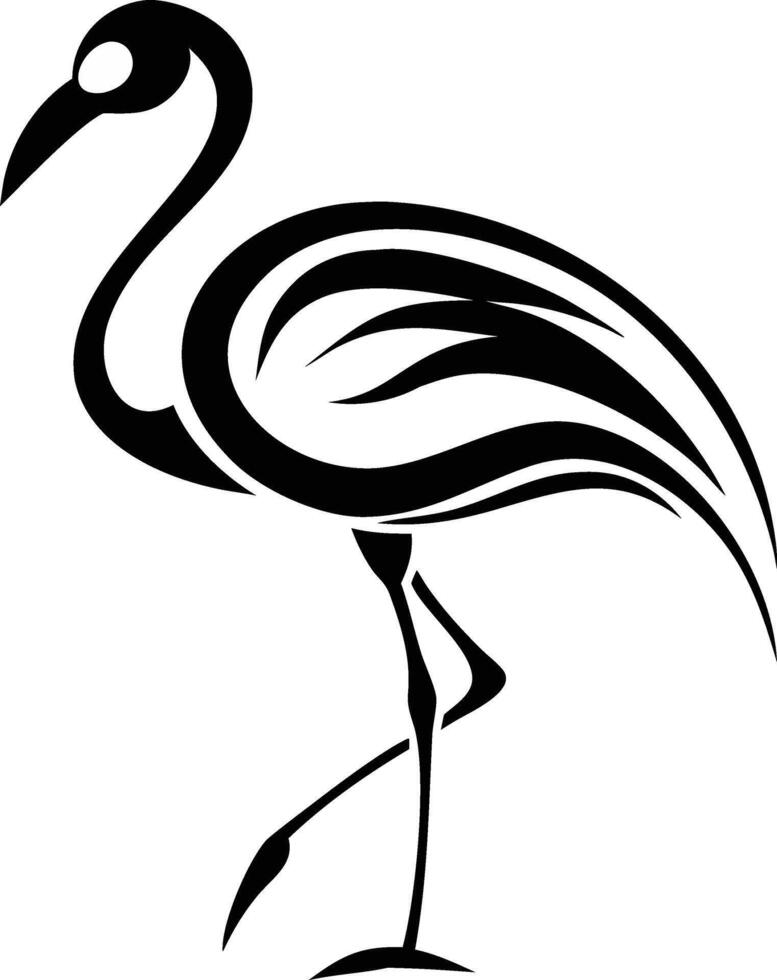 Black and White Flamingo Silhouette Minimalist Bird Design for Modern Art Projects vector