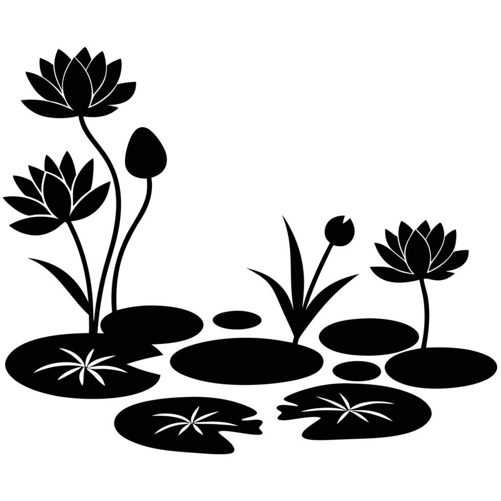 Lotus Flower Tattoo Style Illustration Monochrome Botanical Art for Nature-Inspired Design vector