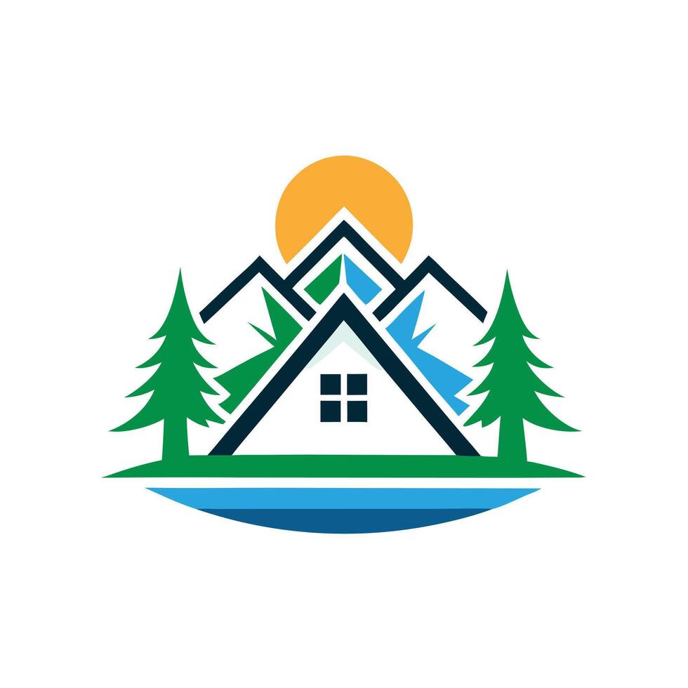 Sunset Beach Resort Logo Circular Design with Ocean, Palm Trees, and Relaxed Aesthetic vector