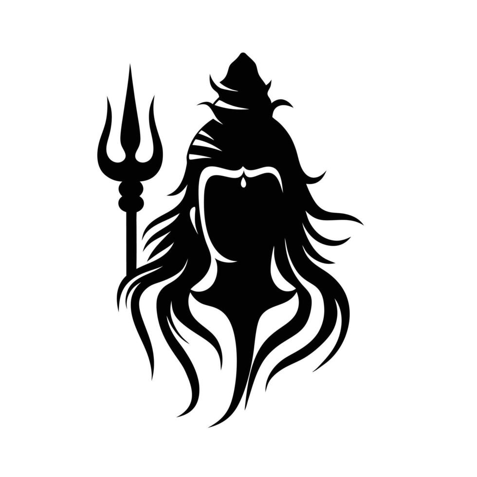 Mohadev Divine Icon Minimalist Black and White Illustration of Lord Shiva for Spiritual and Mythological Themes vector