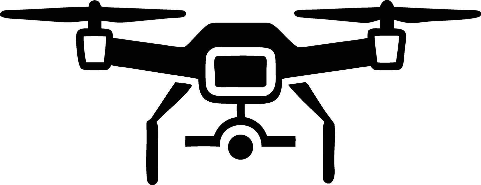 Black and White Drone Silhouette Quadcopter Icon for Modern Tech and Aviation Designs vector