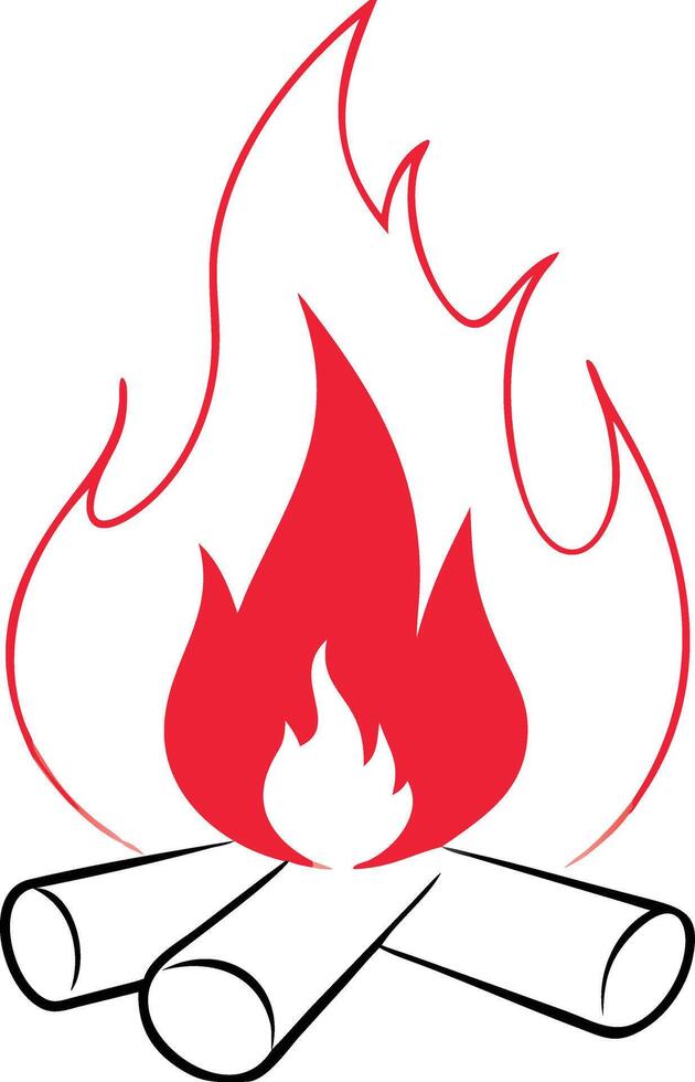 Minimalist Black and White Campfire Icon Hand-Drawn Illustration for Outdoor Design vector