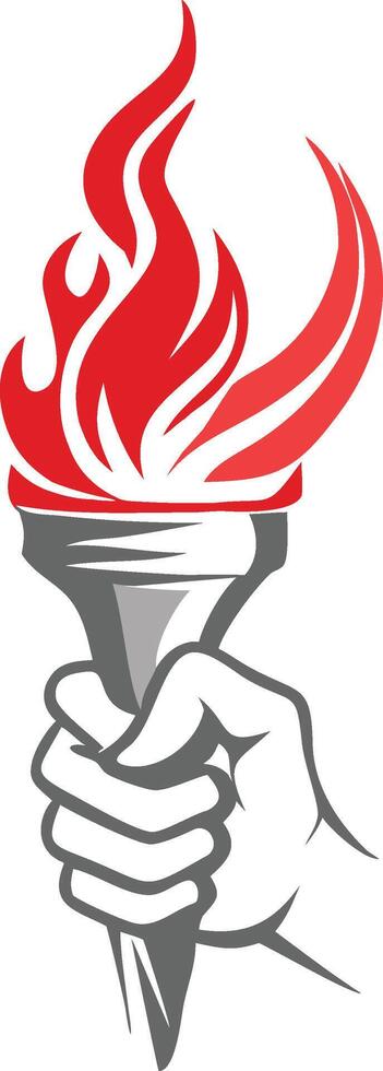 Stylized Torch Logo Hand Holding Flaming Torch for Strength and Inspiration Branding vector