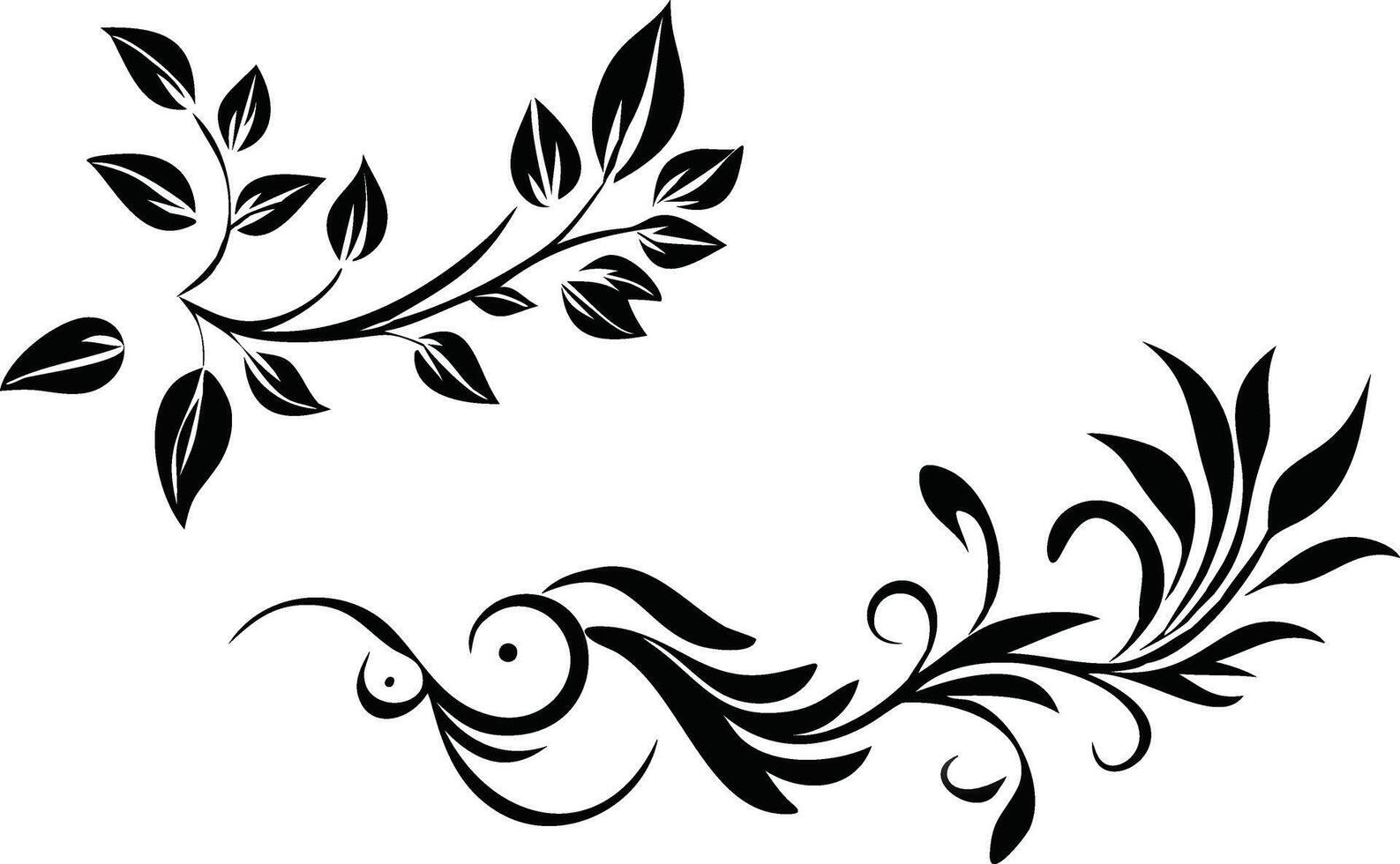 Elegant Black and White Floral Design Vine Pattern Illustration for Decorative Art vector