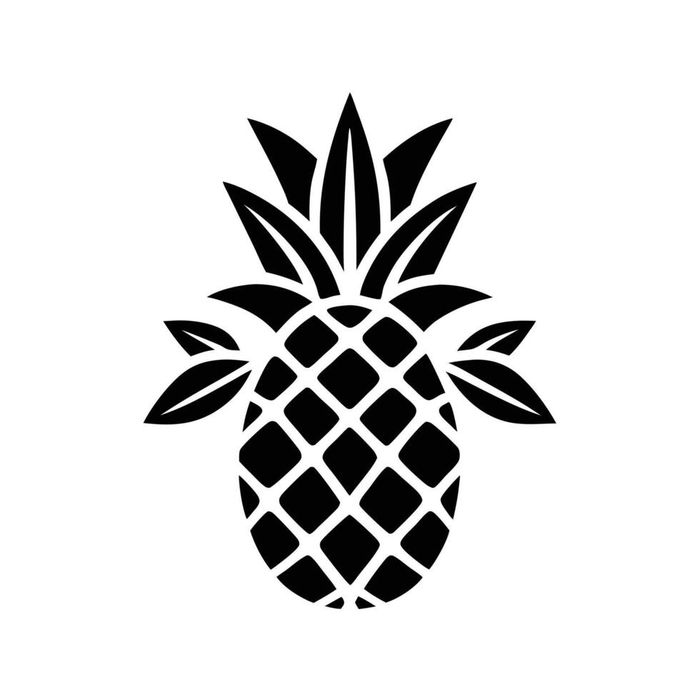 Stylized Pineapple Silhouette Black and White for Tropical and Exotic Fruit Designs vector
