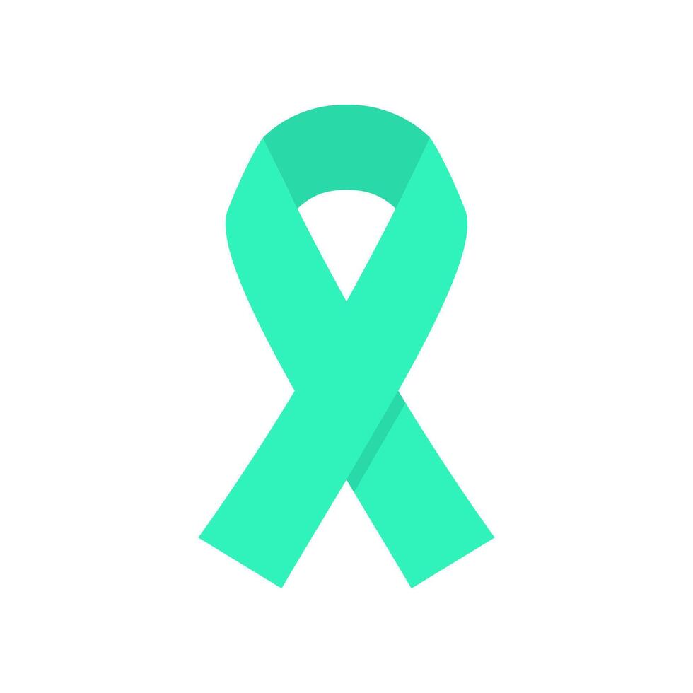 Green ribbon, ideal for world ovarian cancer day vector