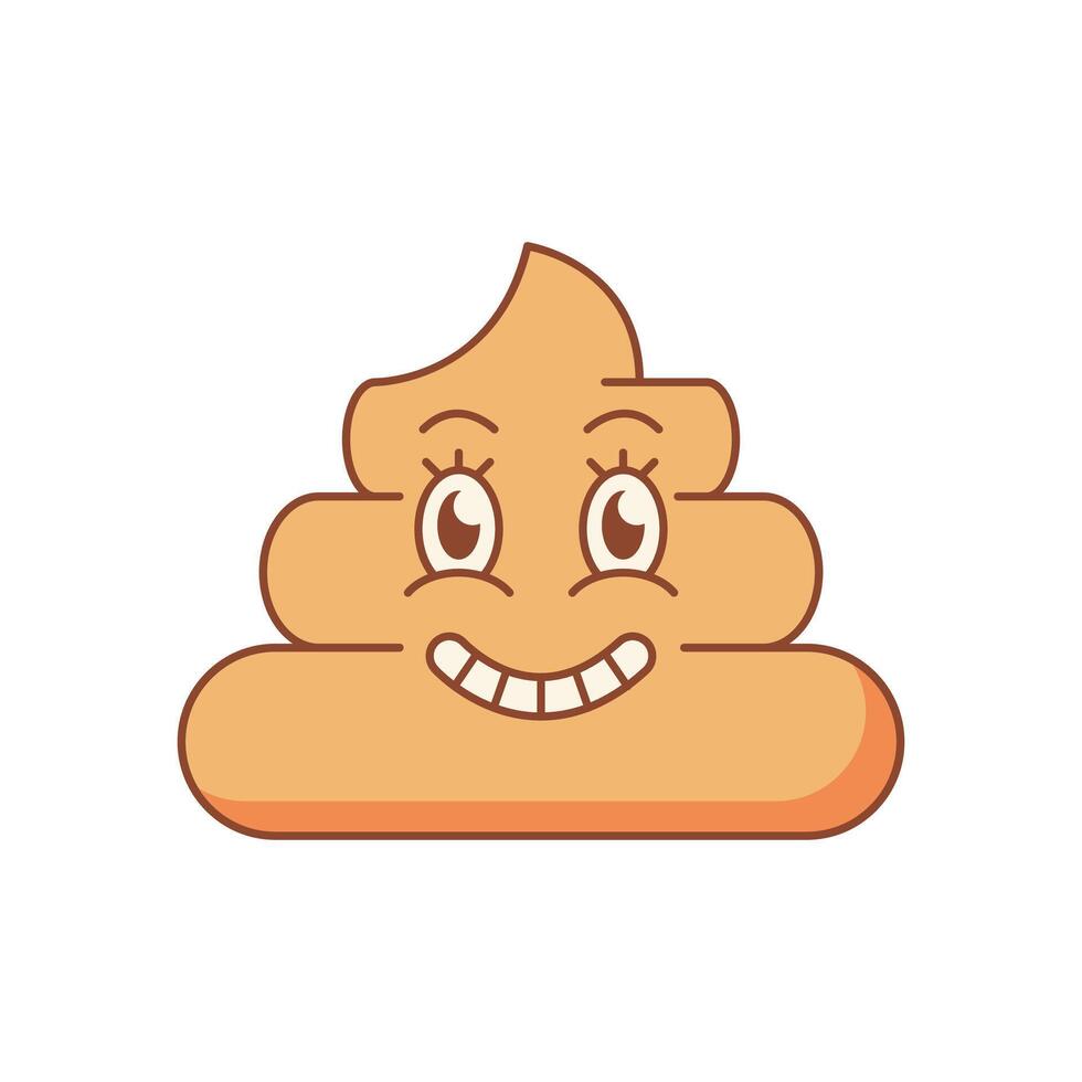 Smiling brown poop emoji suitable for social media posts, digital communication, graphic design projects, or fun merchandise design. vector