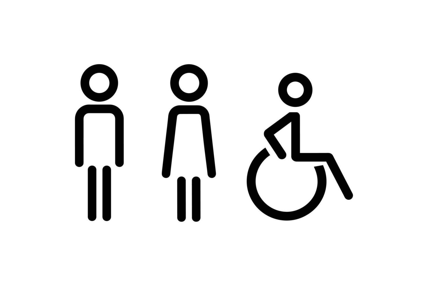 Toilet icon. Restroom bathroom and change room sign. WC sign. Printable sticker of toilet symbol sign with woman wc man handicapped baby icons. vector