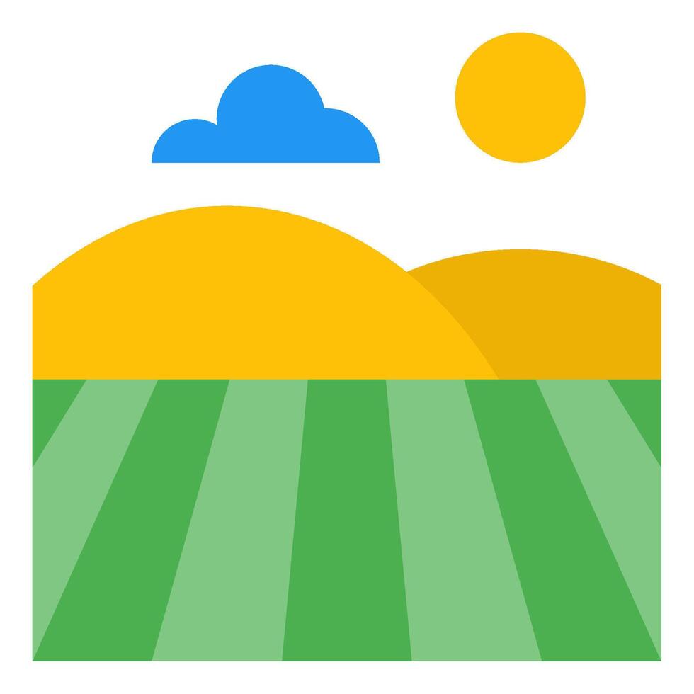 Simple Landscape with Sun and Hills vector