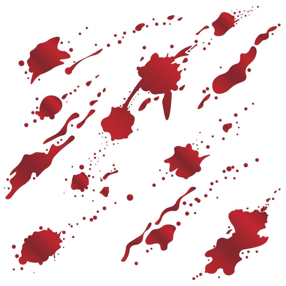 Dark red blood splatter collection on isolated background vector