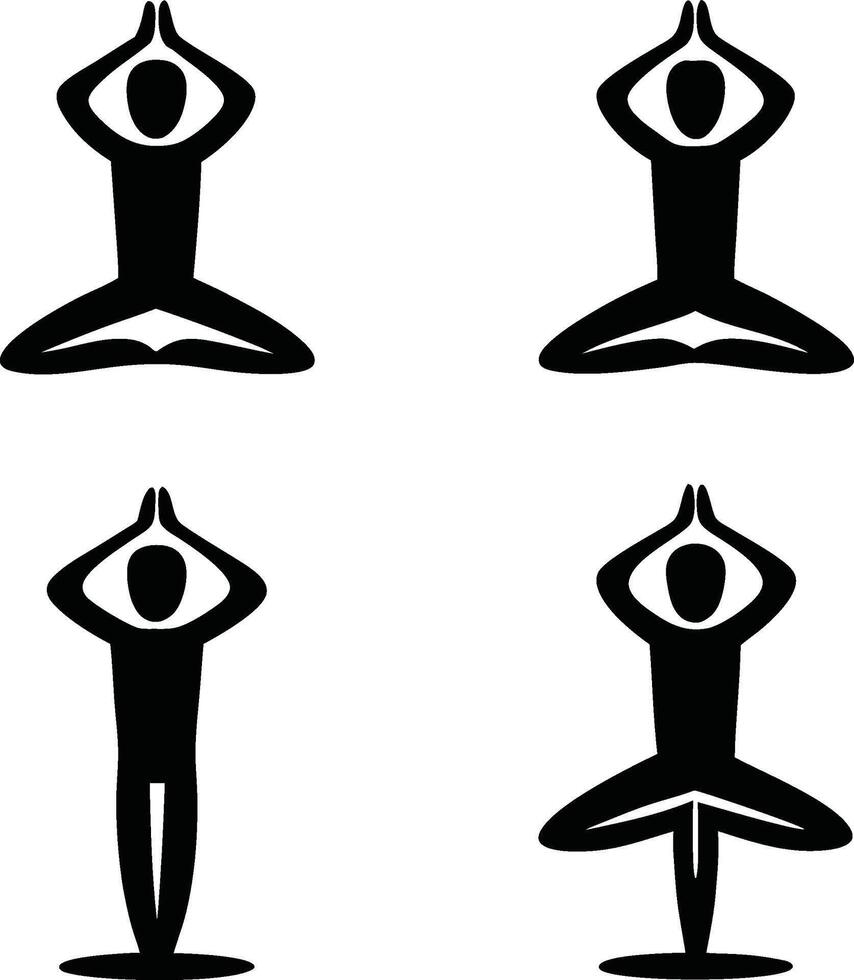 Woman silhouette of different yoga poses vector