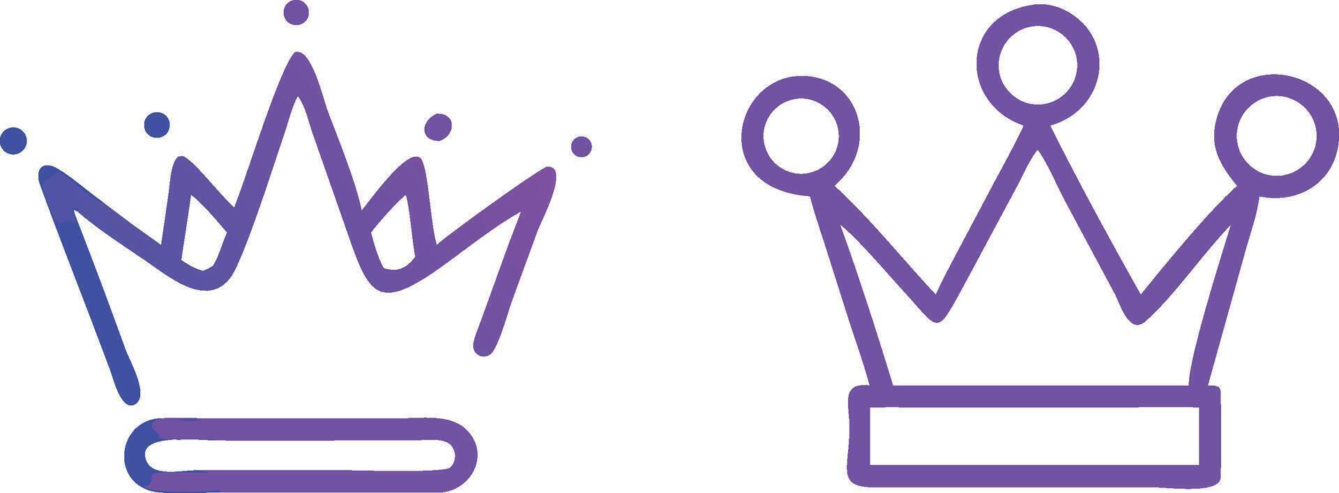Two stylized crowns in a gradient purple color. vector