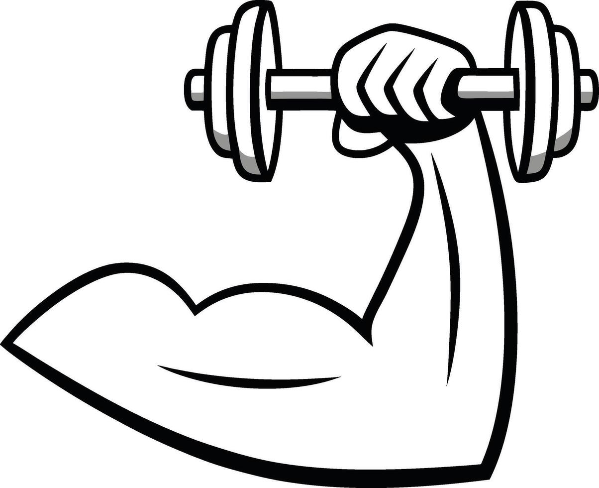 Powerful arm lifting a dumbbell, perfect for fitness motivation. vector