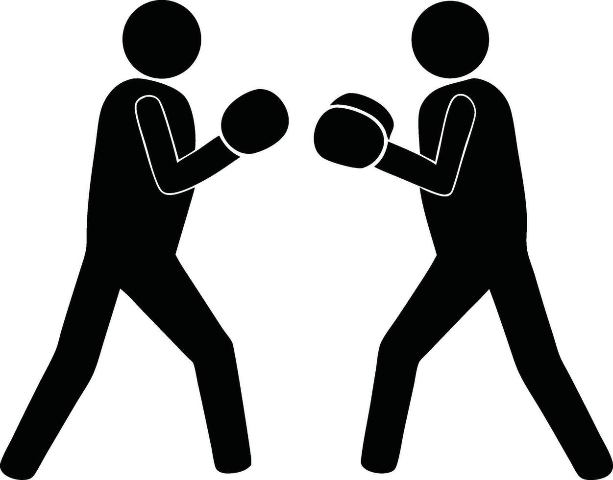 Two boxers in action, ready to strike vector