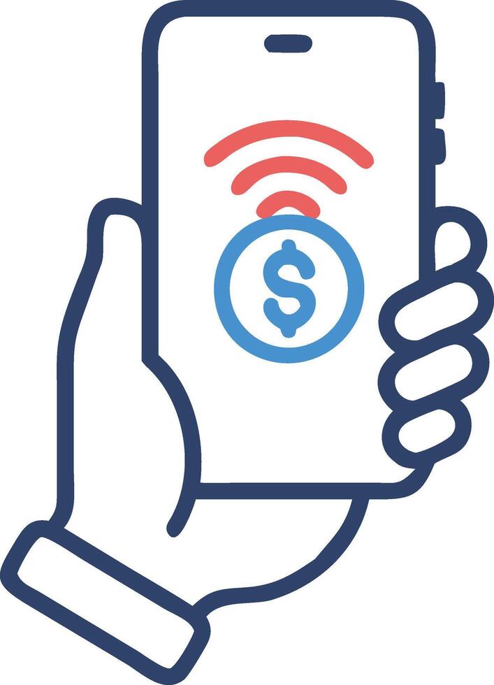 Mobile Payment Illustration Featuring a Hand Holding a Smartphone vector