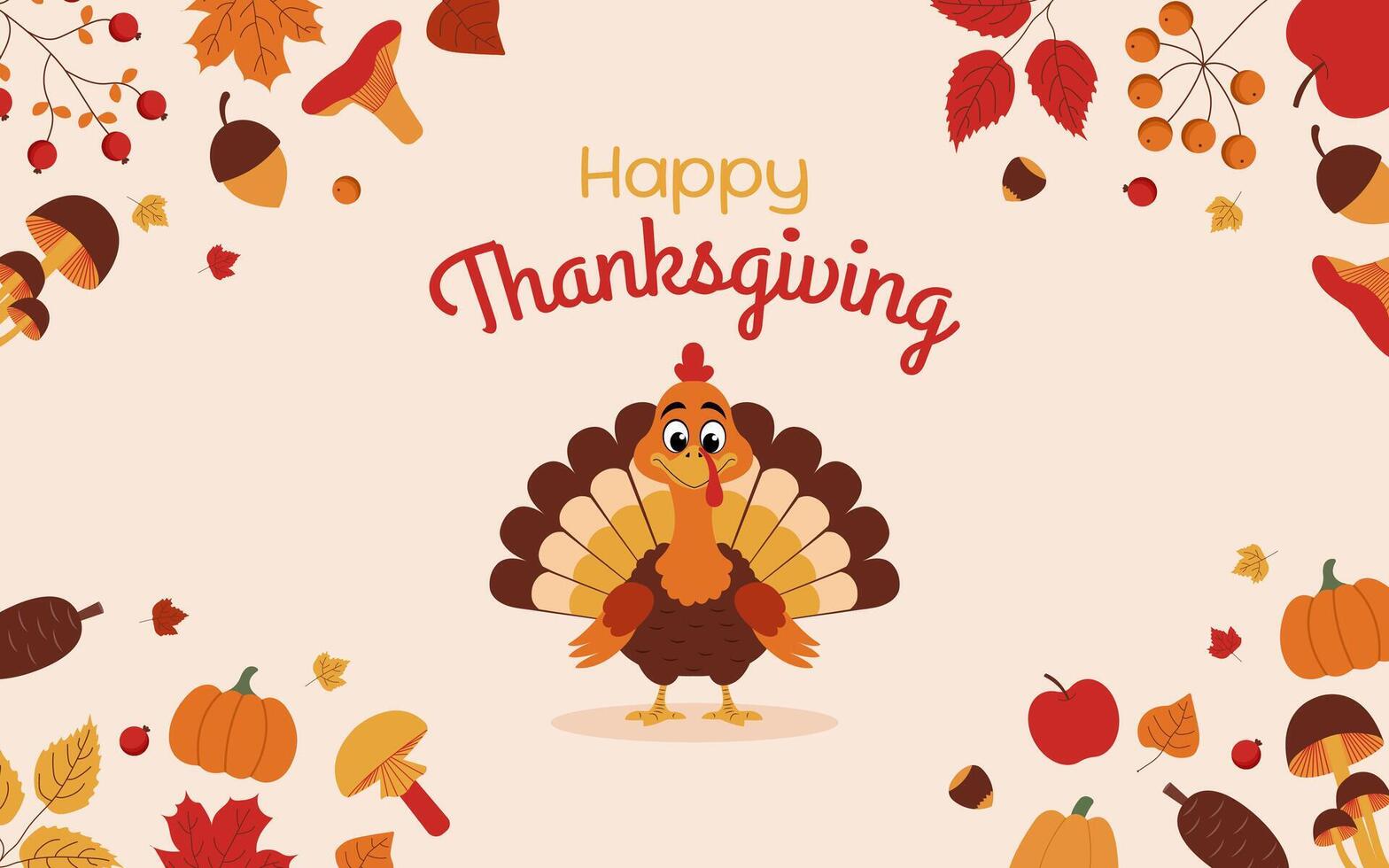 Happy Thanksgiving. Background with autunm thanksgiving illustrations and elements. vector