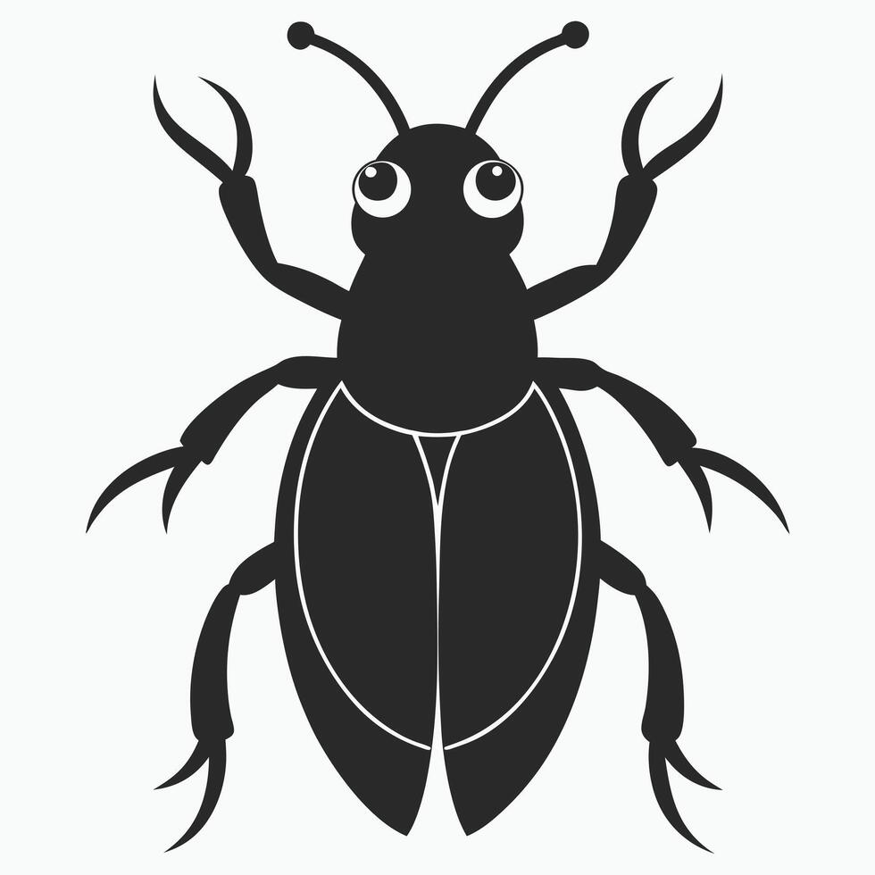 Simple Cartoon Beetle Illustration With Claws And Antennas Isolated vector