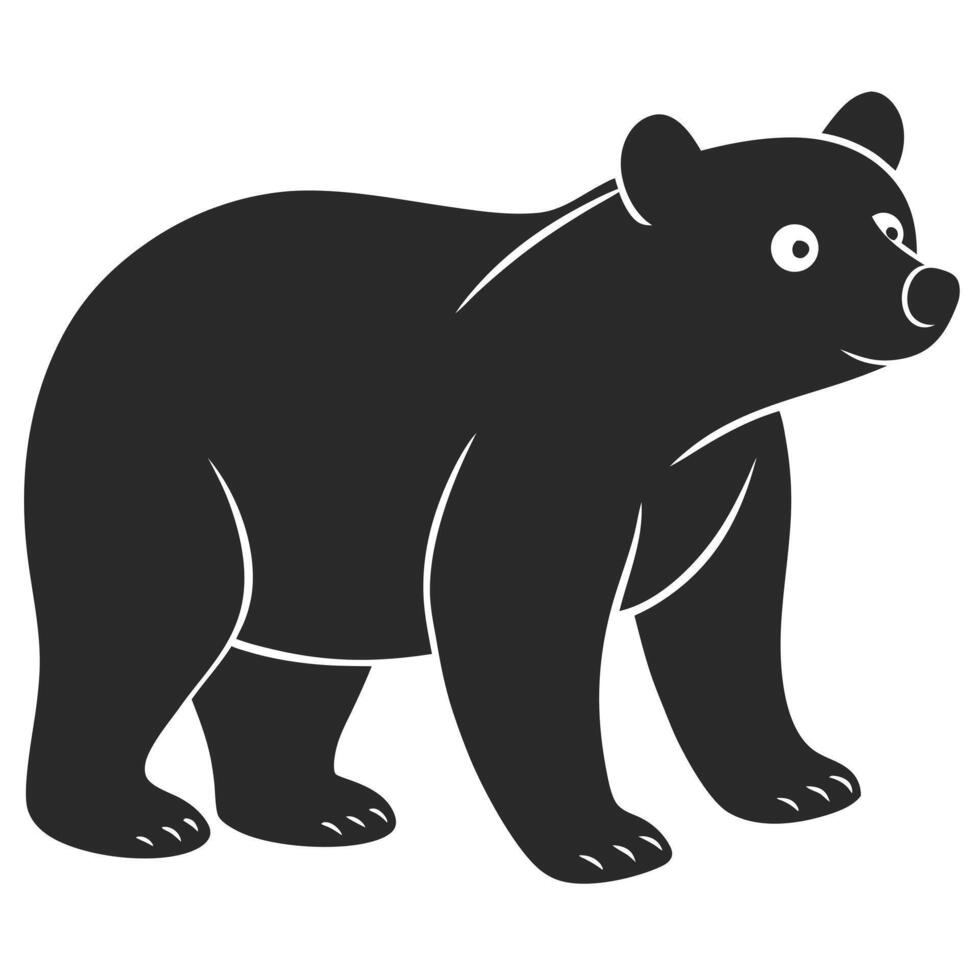 Black Bear Silhouette Standing Design Isolated On White Background Illustration vector