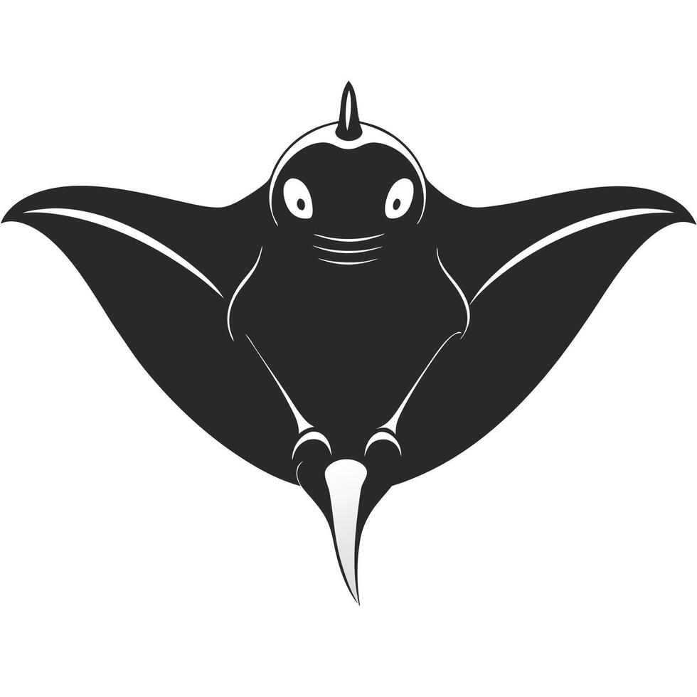 Cartoon Stingray Silhouette Illustration For Marine Life And Underwater Theme vector