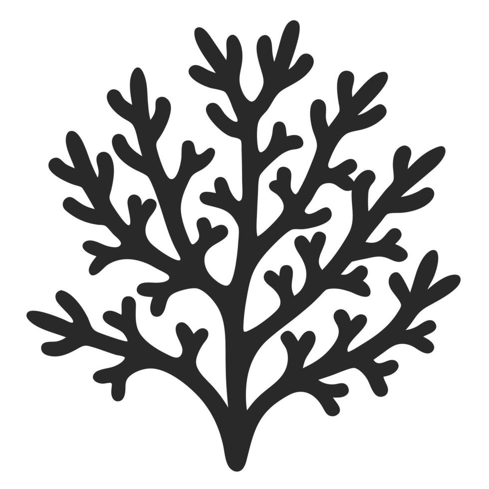 Minimalist Black Seaweed Silhouette Illustration Isolated On White Background vector