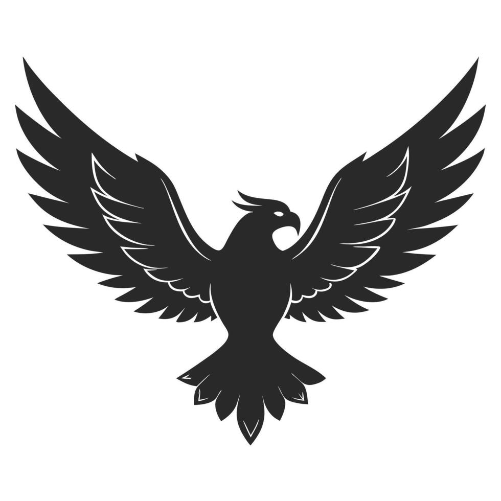Silhouette Of A Flying Eagle With Spread Wings Isolated On White vector