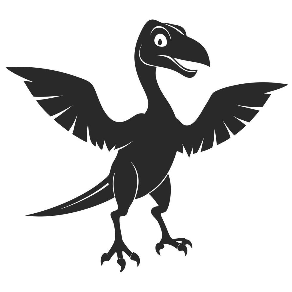 Isolated Archaeopteryx Icon Ancient Extinct Bird Prehistoric Winged Dinosaur Illustration Silhouette vector