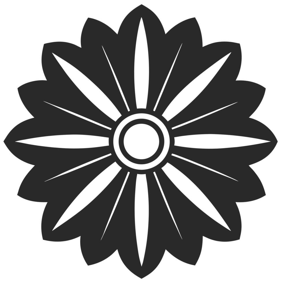 Simple Black Floral Design Flower Illustration Elegant Graphic Element vector