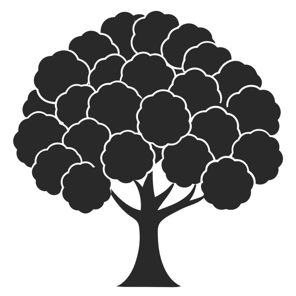 Monochromatic Tree Icon With Dense Foliage And Minimalist Design vector
