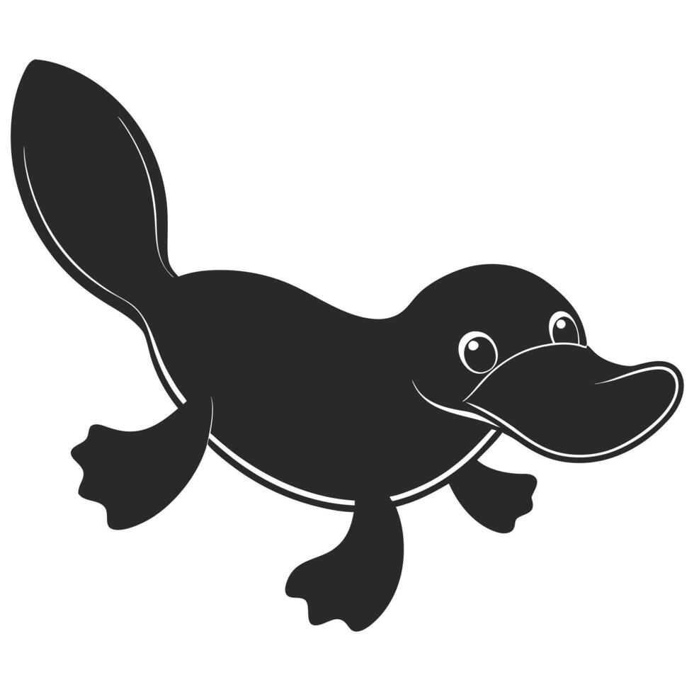 Cartoon Platypus Illustration Funny Cute Aquatic Animal Design Element Graphic vector