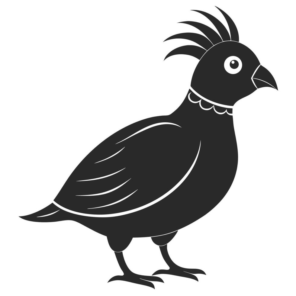 Isolated Black And White Cartoon Quail Graphic Design Illustration vector