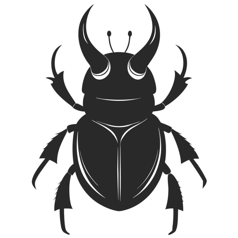 Rhinoceros Beetle Isolated Black Silhouette Illustration Insect Graphic Design Element vector