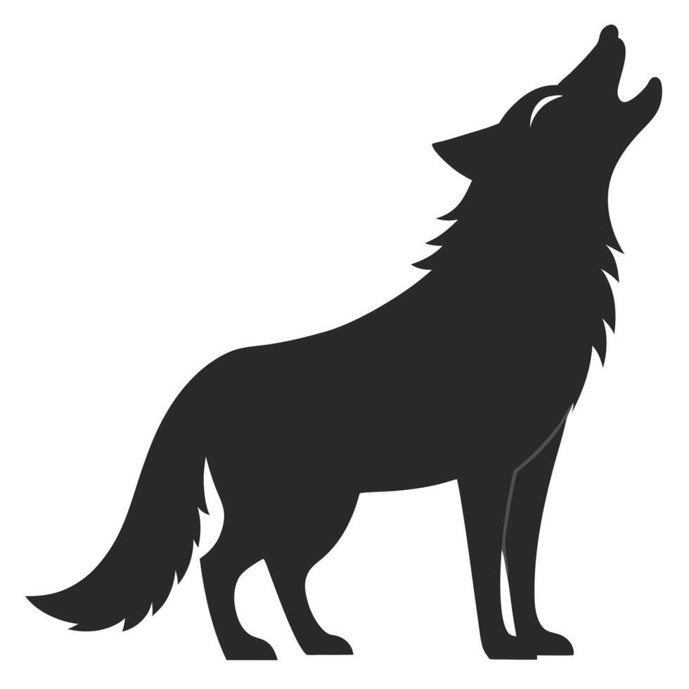 Silhouette Of A Howling Wolf Graphic Illustration For Digital Designs vector