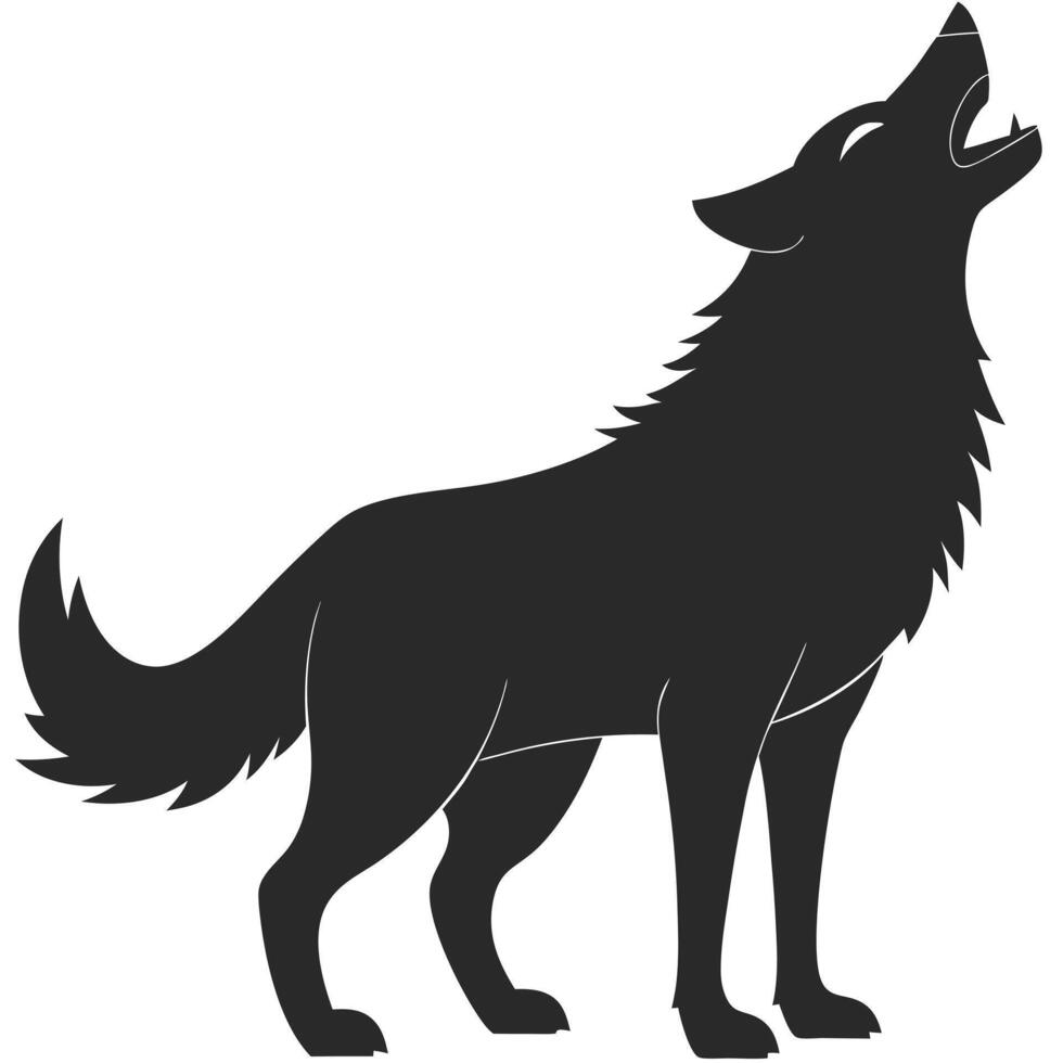 Wolf Howling Silhouette Illustration Isolated On White Background Graphic Design vector