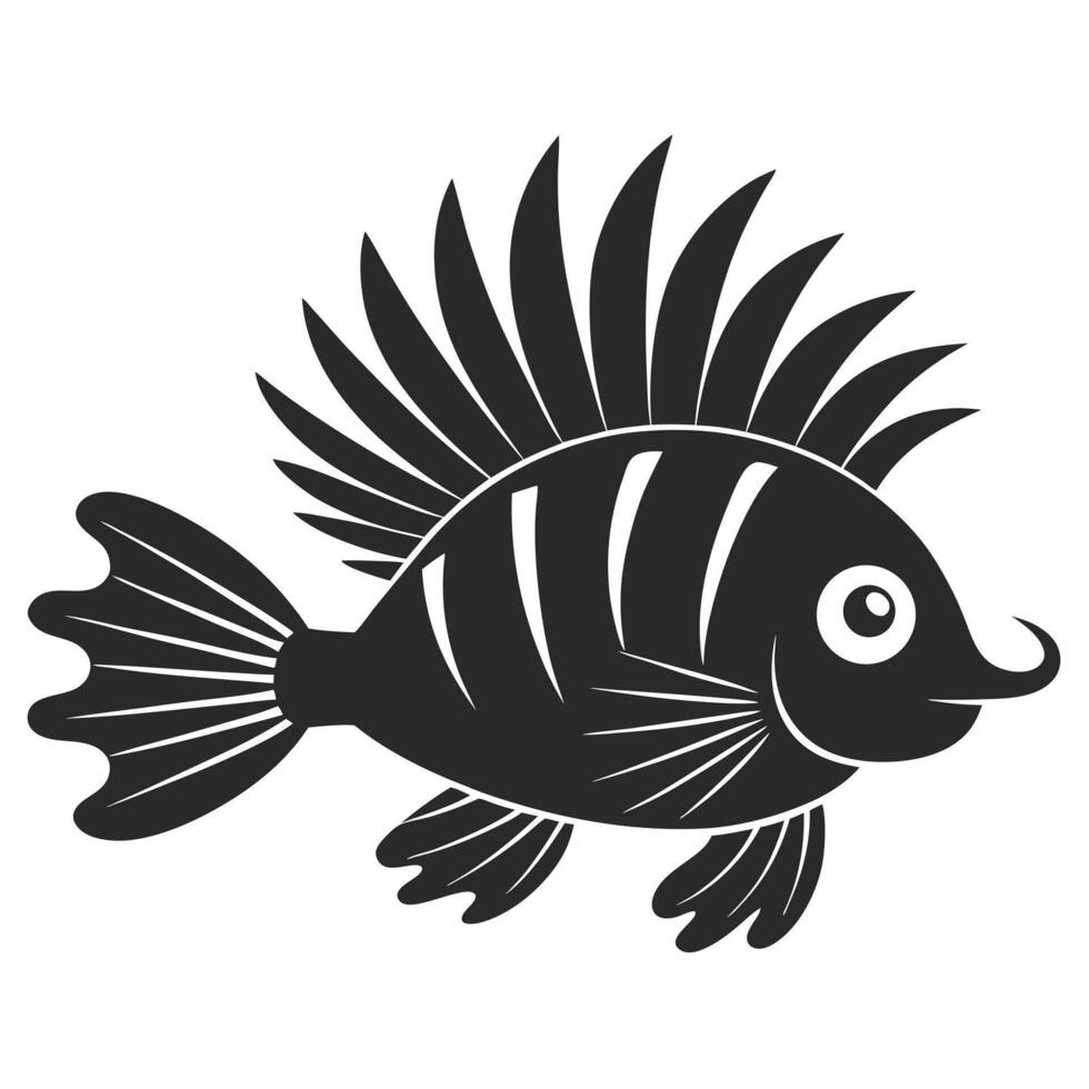 Stylized Fish Illustration Simple Black And White Sea Creature Design vector