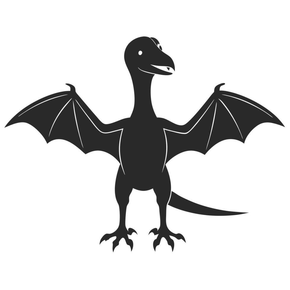 Pterodactyl Silhouette With Wings Spread Prehistoric Design Illustration Template vector